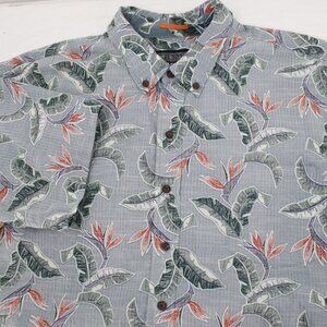 Reyn Spooner Hawaiian Shirt Mens 2XL cotton Button Up leaf reverse print pucker